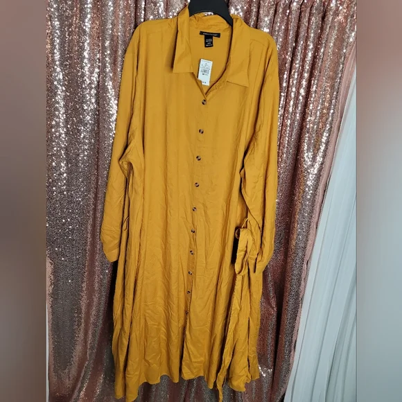 ashley stewart shirt dress Ashley Stewart sz 22/24 NEW Modernist Shirt Dress Hi-LOW Hem Gingham Check